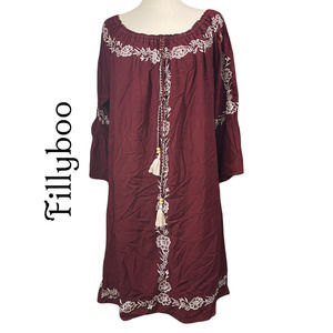 Fillyboo Embroidered Boho Dress in Size Large